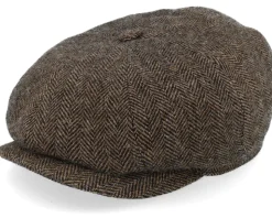 Hatteras Ear Flap Wool Herringbone Brown-melange Flat Cap - Stetson