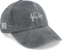 Heart & Heartbeat Washed Black Dad Cap - Fair