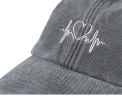 Heart & Heartbeat Washed Black Dad Cap - Fair