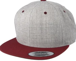 Heather Grey Maroon Snapback - Yupoong