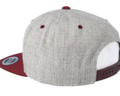 Heather Grey Maroon Snapback - Yupoong