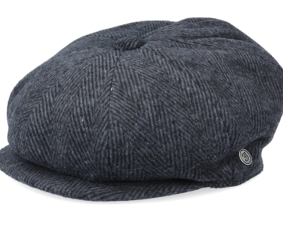Herringbone Newsboy Charcoal Flat Cap - Jaxon & James