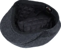 Herringbone Newsboy Charcoal Flat Cap - Jaxon & James