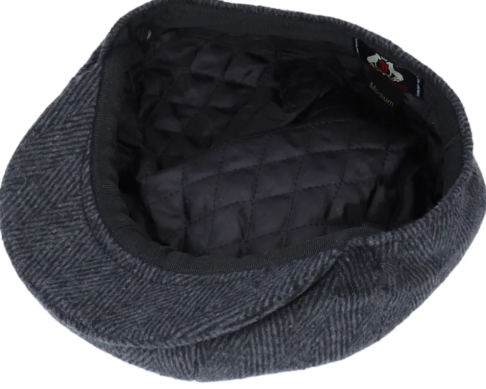 Herringbone Newsboy Charcoal Flat Cap - Jaxon & James