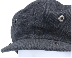 Herringbone Newsboy Charcoal Flat Cap - Jaxon & James