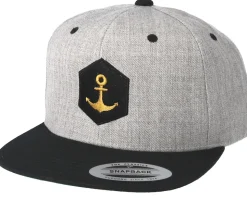 Hexagon Anchor Heather Grey Black Snapback - Jack Anchor