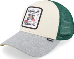 Hft Cap Dnc Sunday Brunch Crème/Grey/Green A-Frame Trucker - Djinns