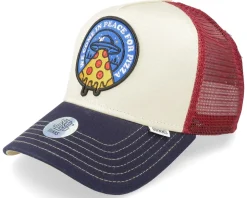 Hft Cap Food Peace Pizza Fossil White/Red/Navy Trucker - Djinns