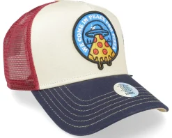 Hft Cap Food Peace Pizza Fossil White/Red/Navy Trucker - Djinns