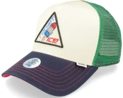Hft Cap Food Rocket Ice Fossil White/Green/Navy Trucker - Djinns