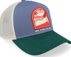 Hft Comes The Sun Beige/Bluegrey/Green A-Frame Trucker - Coastal