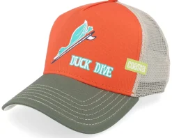 Hft Duck Dive Off White/Orange/Grey A-Frame Trucker - Coastal