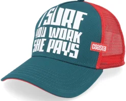 Hft She Pays Red/Petrol A-Frame Trucker - Coastal