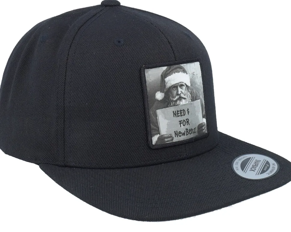 Hobo Santa Need Cash For Benz Black Snapback - Ho-Ho-Hats