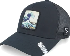 Hokusai The Great Wave Black A-Frame Trucker - Public Domain