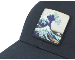 Hokusai The Great Wave Black A-Frame Trucker - Public Domain