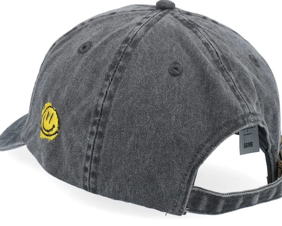 Houston 3d Script Washed Black Dad Cap - Lucid Smile