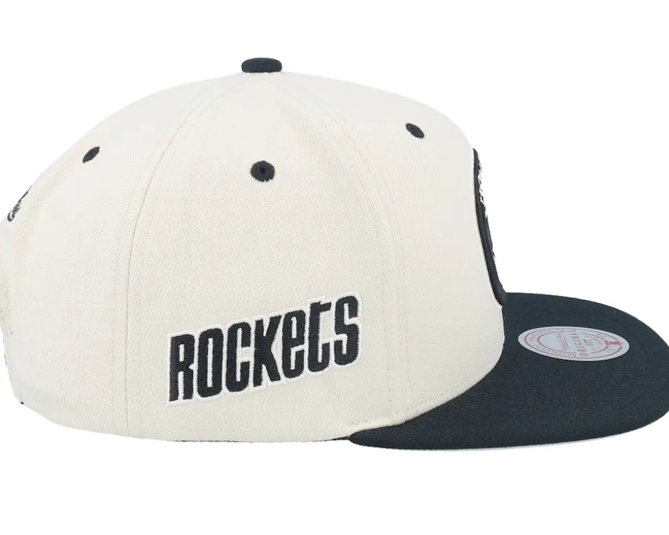 Houston Rockets Evergreen Cream Black Hwc Off White/Black Snapback - Mitchell & Ness
