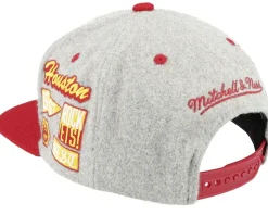 Houston Rockets Melton Patch Grey/Red Snapback - Mitchell & Ness