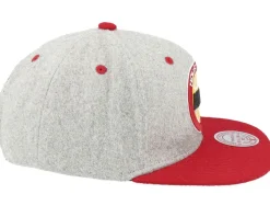 Houston Rockets Melton Patch Grey/Red Snapback - Mitchell & Ness