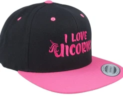 I Love Unicorns Black/Neon Pink Snapback - Unicorns