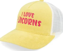 I Love Unicorns Terry Teal/White A-frame Trucker - Unicorns