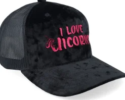 I Love Unicorns Velvet Black/Black A-frame Trucker - Unicorns