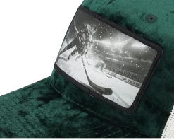 Ice Hockey Player Patch Velvet Green/Ivory A-Frame Trucker - Calza Pennello