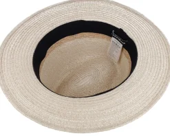 In Natural Straw Braid Linen Sand Fedora - Seeberger
