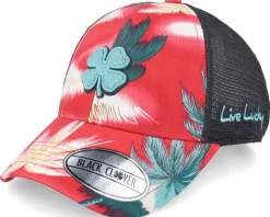 Island Luck 23 Tropical/Black/Teal Trucker - Black Clover