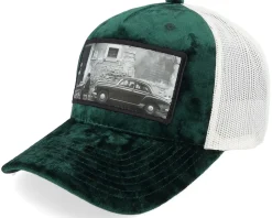 Italy Street And Classic Car Velvet Green/Ivory A-Frame Trucker - Calza Pennello