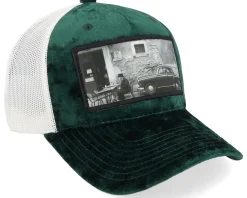 Italy Street And Classic Car Velvet Green/Ivory A-Frame Trucker - Calza Pennello