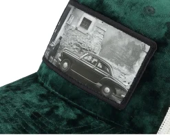 Italy Street And Classic Car Velvet Green/Ivory A-Frame Trucker - Calza Pennello