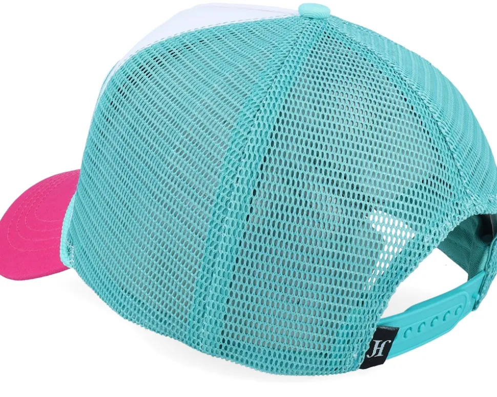 It's 5 O'Clock Somewhere Rubber White/Blue/Pink Rope A-Frame Trucker - John Hatter & Co