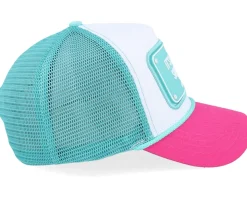 It's 5 O'Clock Somewhere Rubber White/Blue/Pink Rope A-Frame Trucker - John Hatter & Co