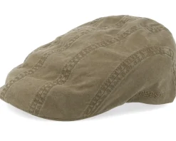 Ivy Delave Organic Cotton Olive Flat Cap - Stetson