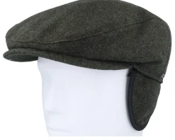 Ivy Slim Cap Ear Flap Olive Melange Flat Cap - Wigéns