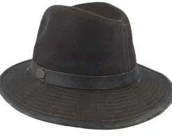 Jackson Canvas Cotton Black Fedora - MJM Hats