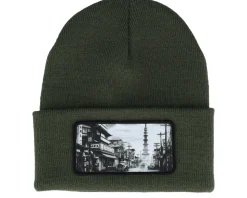 Japan Beanie Olive Green Cuff - Public Domain