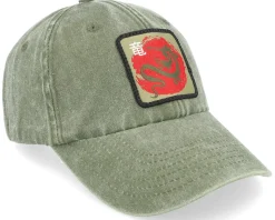 Japanese Dragon Vintage Denim Olive Dad Cap - Yapan