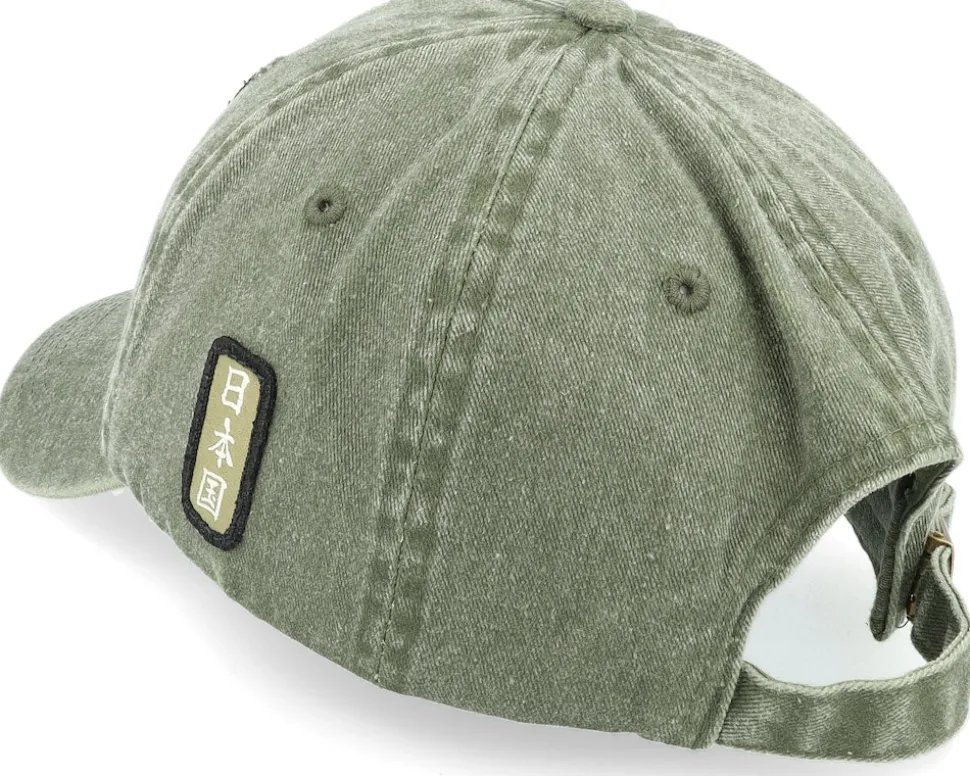 Japanese Dragon Vintage Denim Olive Dad Cap - Yapan