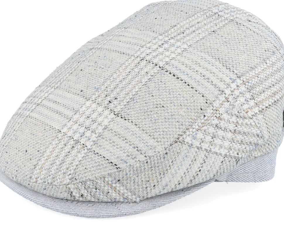 Jordan 41 Linen/Silk/Wool Blue Check Flat Cap - MJM Hats
