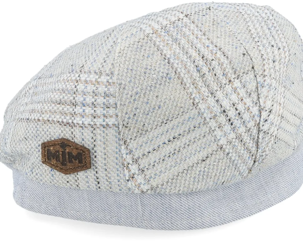 Jordan 41 Linen/Silk/Wool Blue Check Flat Cap - MJM Hats