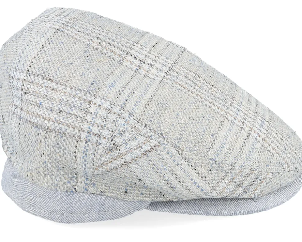 Jordan 41 Linen/Silk/Wool Blue Check Flat Cap - MJM Hats