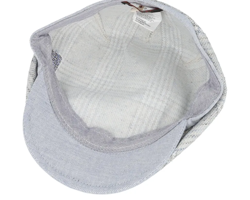 Jordan 41 Linen/Silk/Wool Blue Check Flat Cap - MJM Hats