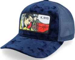 K Bye. Pop Art Velvet Navy A-Frame Trucker - Calza Pennello