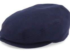 Kent Wool/Cashmere Ear Flap Navy Flat Cap - Stetson