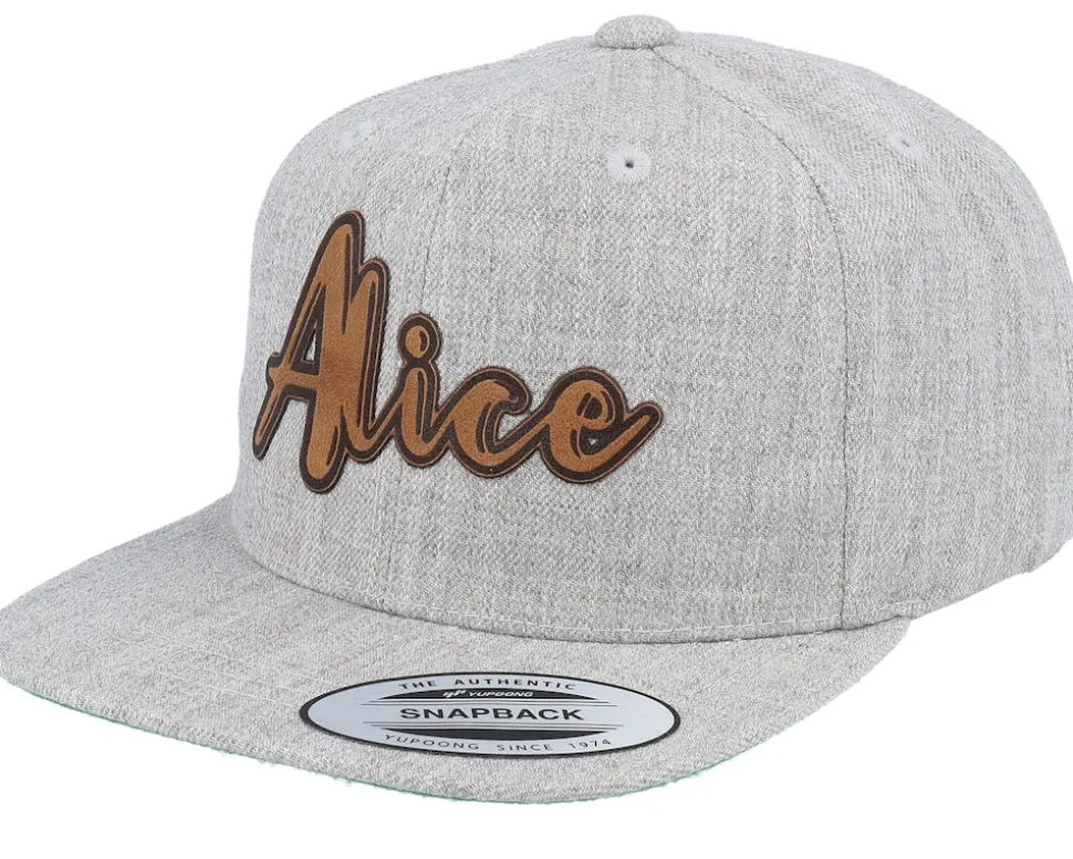 Kids Alice Engraved Patch Heather Grey Snapback - Kiddo Cap
