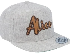 Kids Alice Engraved Patch Heather Grey Snapback - Kiddo Cap