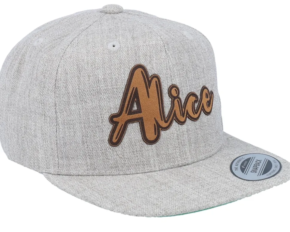 Kids Alice Engraved Patch Heather Grey Snapback - Kiddo Cap